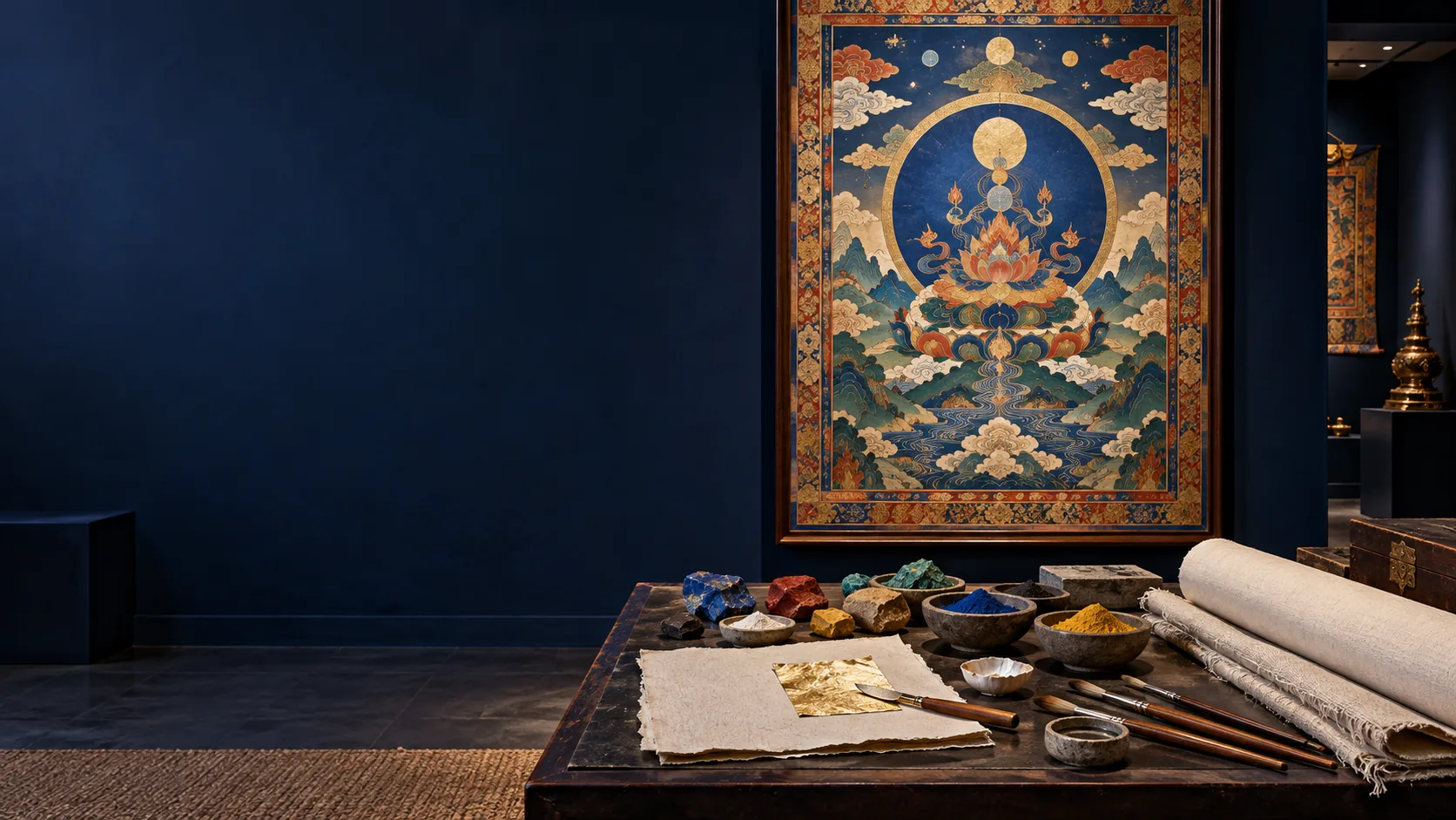 designer artworks arranged in a museum gallery