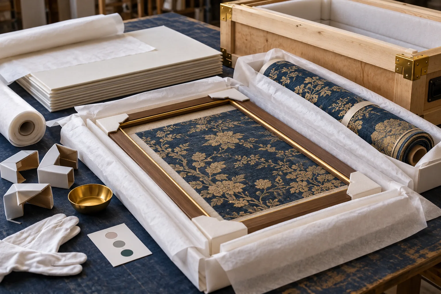 Natural artwork packaging and fulfillment desk